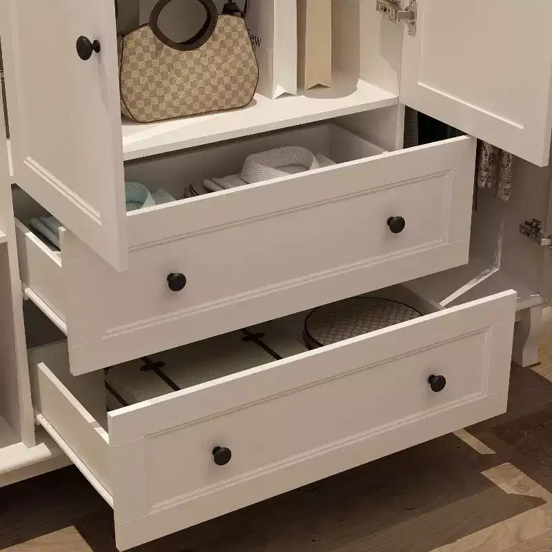 Armoire-penderie en MDF avec 2 tiroirs et tringle à vêtements 160 cm (l) x 180 cm (h)