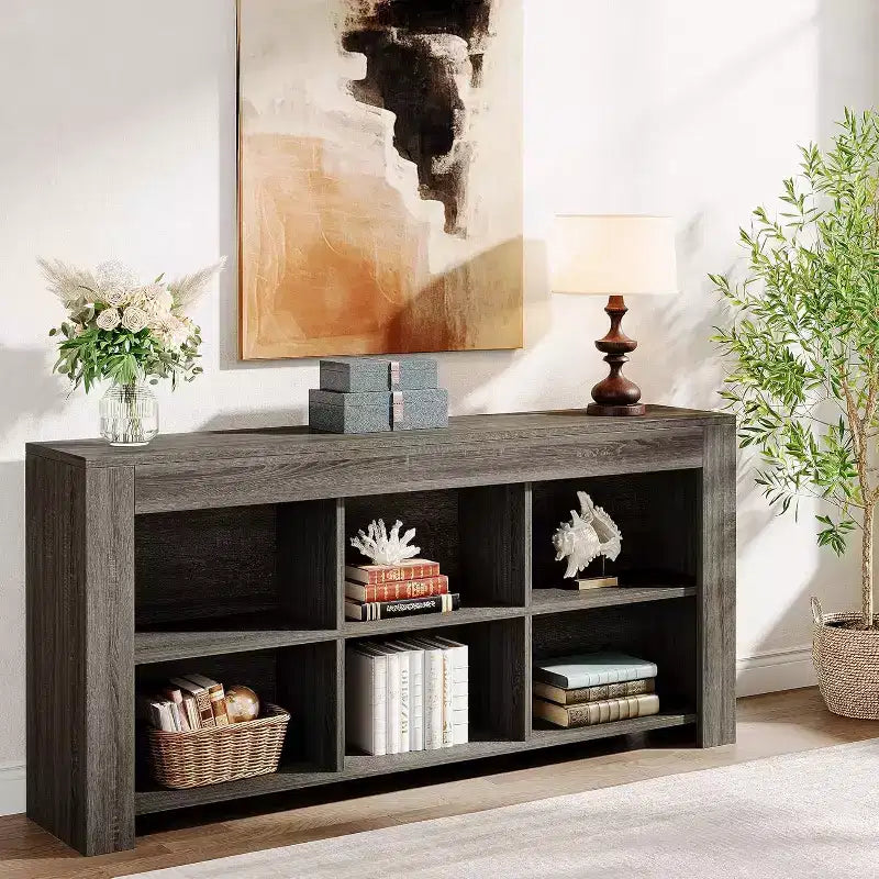 Console en panneaux de particules avec 6 cubes de rangement 160 cm (L)