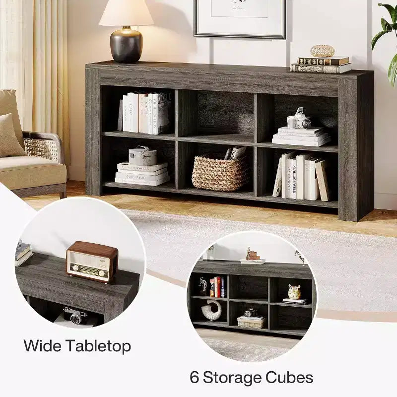 Console en panneaux de particules avec 6 cubes de rangement 160 cm (L)