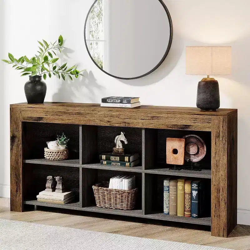 Console en panneaux de particules avec 6 cubes de rangement 160 cm (L)