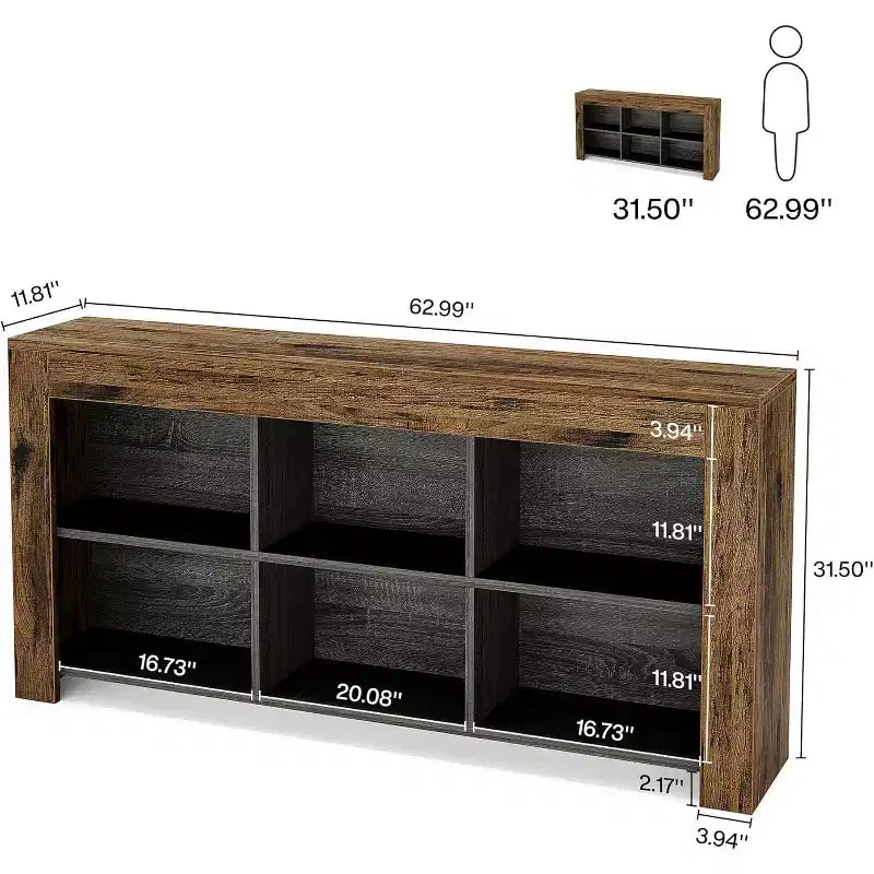 Console en panneaux de particules avec 6 cubes de rangement 160 cm (L)