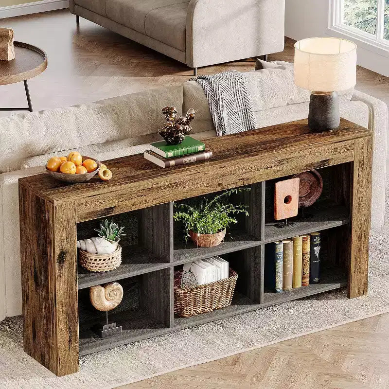Console en panneaux de particules avec 6 cubes de rangement 160 cm (L)