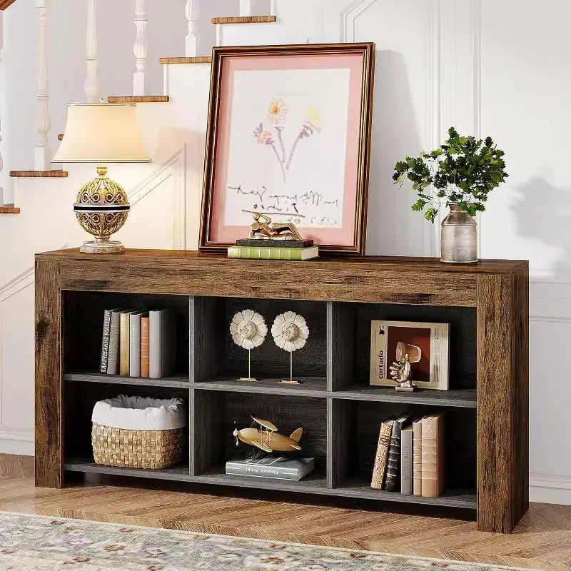 Console en panneaux de particules avec 6 cubes de rangement 160 cm (L)