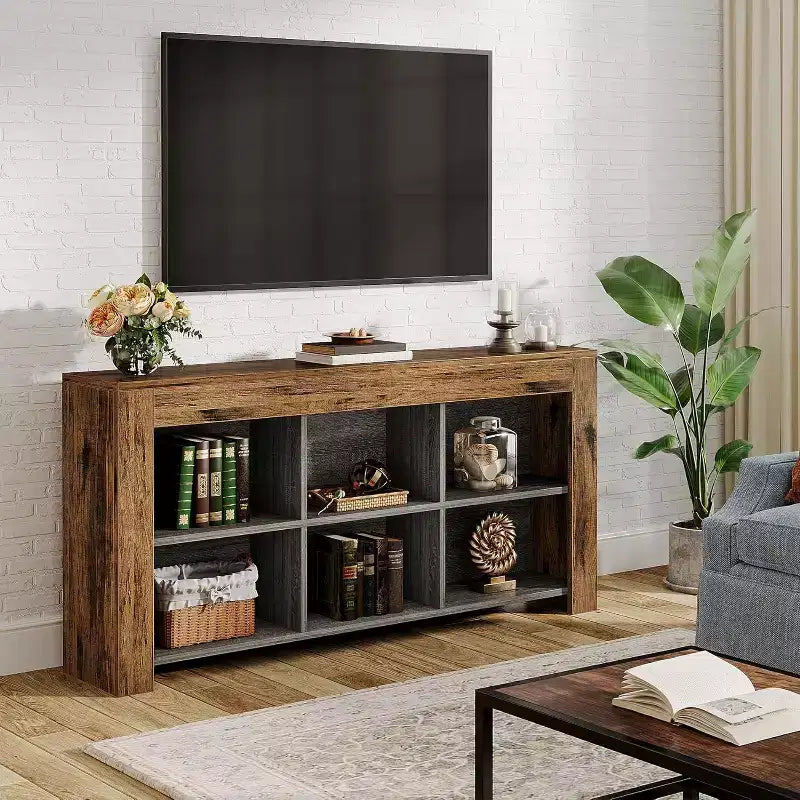 Console en panneaux de particules avec 6 cubes de rangement 160 cm (L)