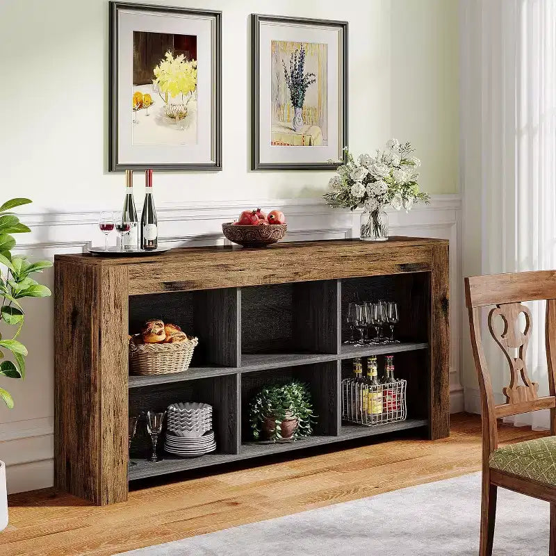 Console en panneaux de particules avec 6 cubes de rangement 160 cm (L)