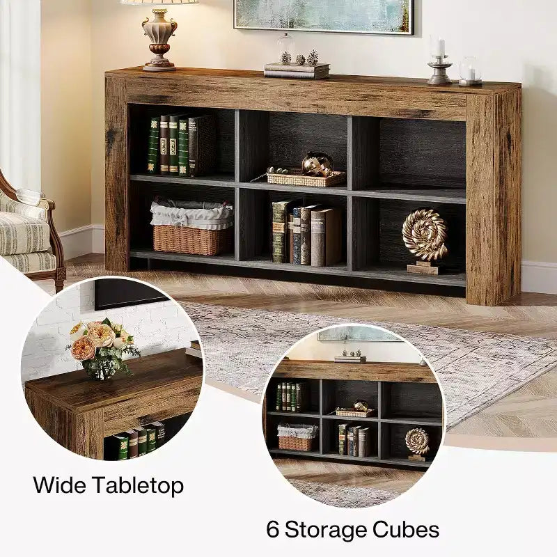 Console en panneaux de particules avec 6 cubes de rangement 160 cm (L)