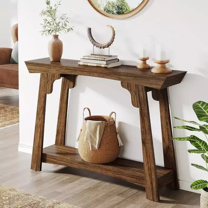 Console étroite à 2 niveaux en panneaux de particules 105 cm (L)
