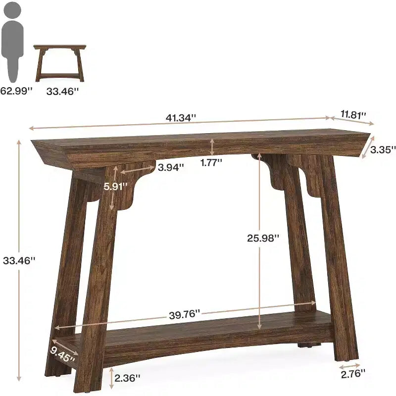 Console étroite à 2 niveaux en panneaux de particules 105 cm (L)