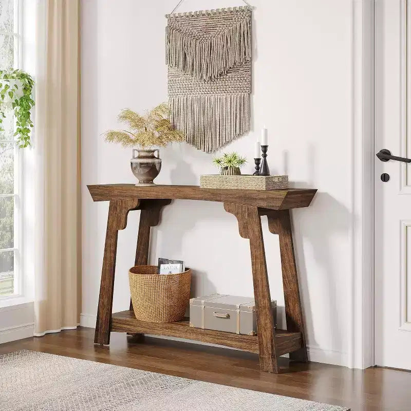 Console étroite à 2 niveaux en panneaux de particules 105 cm (L)