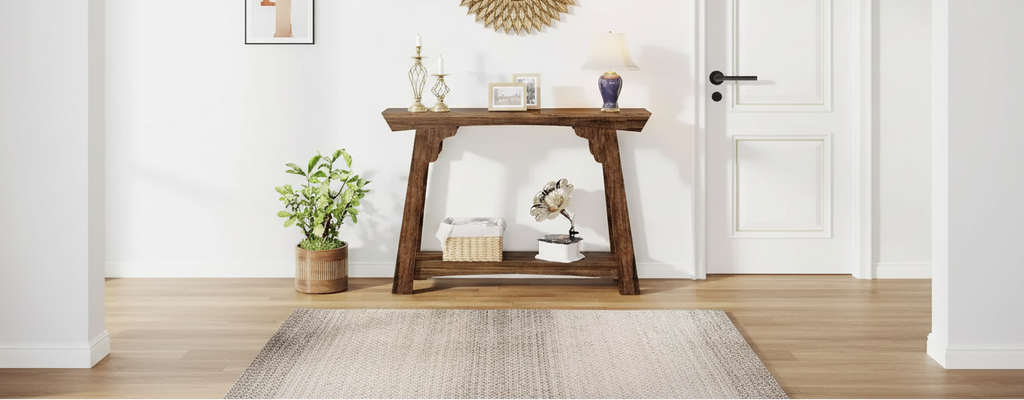 Console étroite à 2 niveaux en panneaux de particules 105 cm (L)