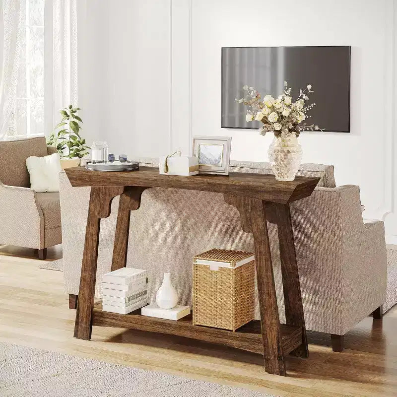 Console étroite à 2 niveaux en panneaux de particules 105 cm (L)