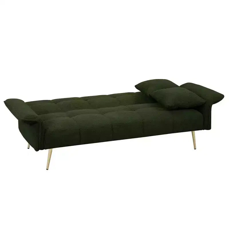 Canapé-lit convertible en velours avec structure en bois et porte-gobelets 70" L