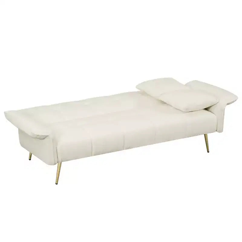 Canapé-lit convertible en velours avec structure en bois et porte-gobelets 70" L