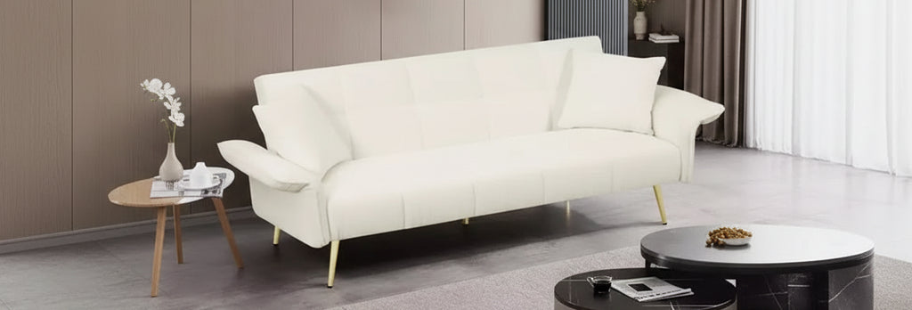WhizMax Convertible Sofa Bed, Velvet Upholstered Futon Convertible Couch, Folding Sleeper Sofa Bed, Daybed Guest Bed for Living Room Bedroom