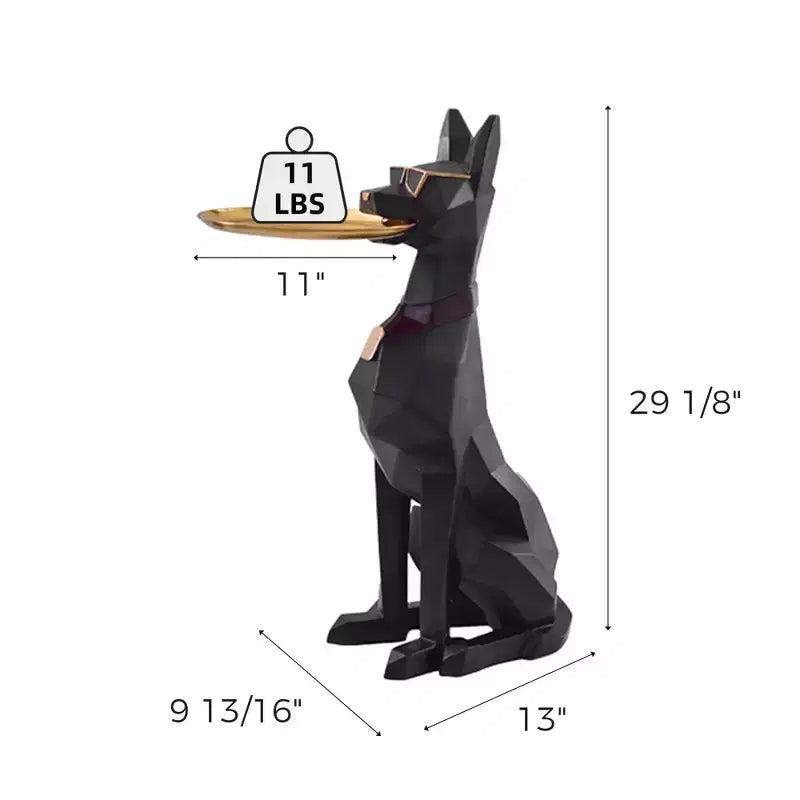 Table d'appoint sculpturale en résine, motif chien, 33 cm L x 25 cm l x 74 cm H