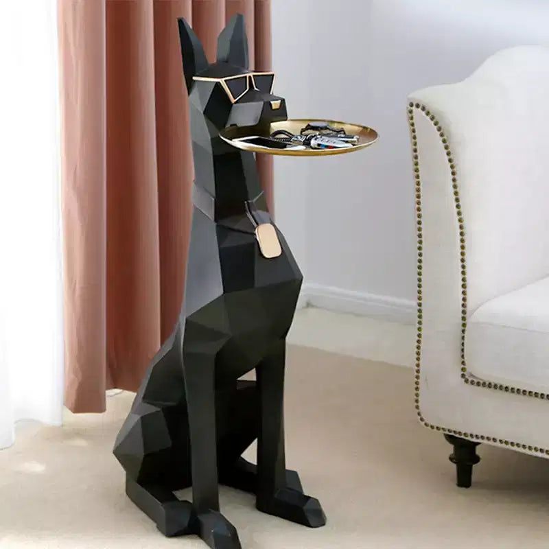 Table d'appoint sculpturale en résine, motif chien, 33 cm L x 25 cm l x 74 cm H