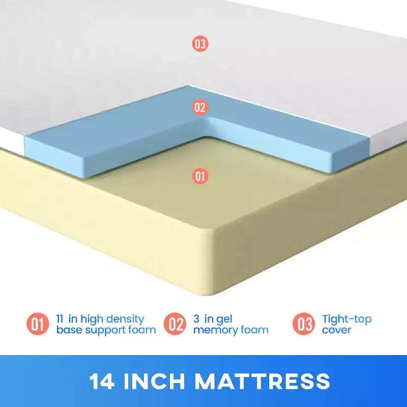 Matelas en mousse à mémoire de forme gel avec housse en maille extensible de 35,5 cm d'épaisseur