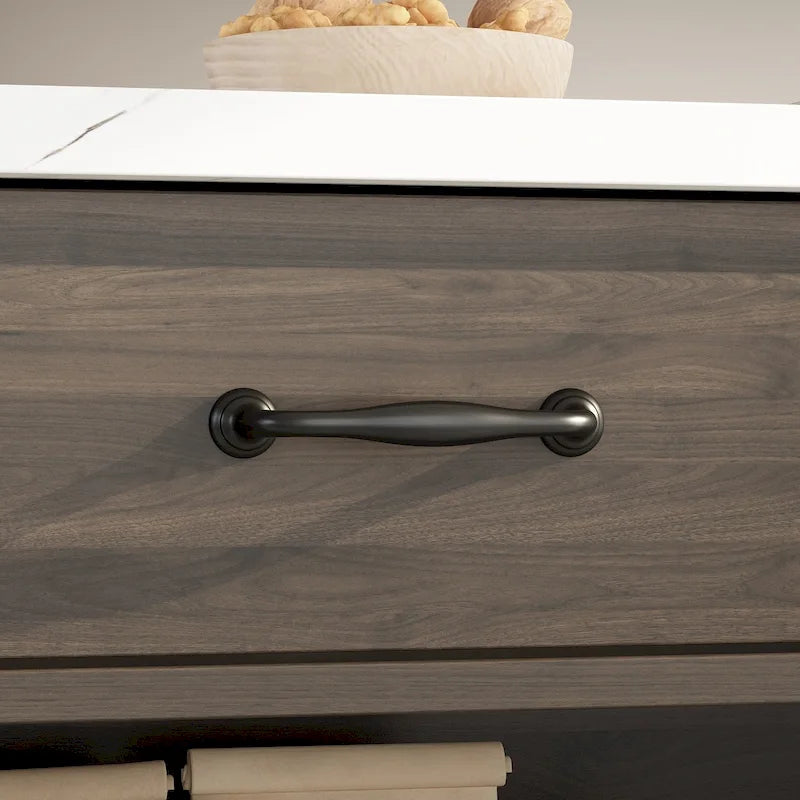 Kitchen Island with Storage Drawers and Open Shelves, Large Workspace