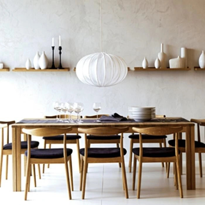 Natural Solid Wood Dining Elbow Chairs With PU Leather or Beige Fabric Cushion Seat And Oak Frame