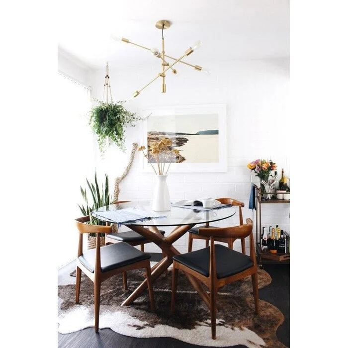 Natural Solid Wood Dining Elbow Chairs With PU Leather or Beige Fabric Cushion Seat And Oak Frame