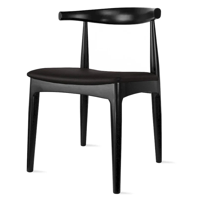 Natural Solid Wood Dining Elbow Chairs With PU Leather or Beige Fabric Cushion Seat And Oak Frame