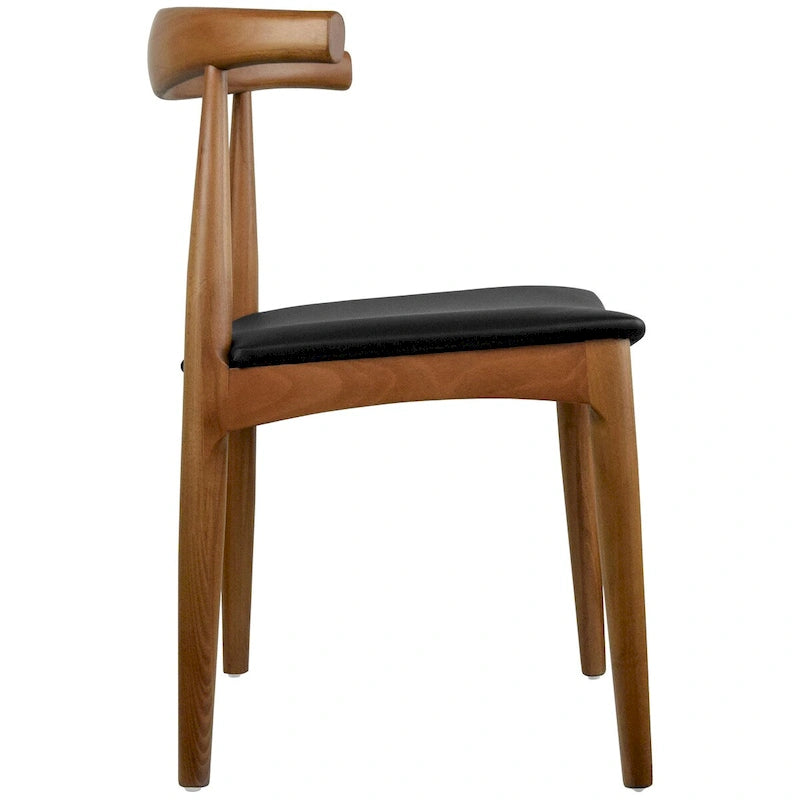 Natural Solid Wood Dining Elbow Chairs With PU Leather or Beige Fabric Cushion Seat And Oak Frame