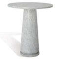 Tall Round Grey Marble Accent Table on Sculptural Pedestal, 21W x 21D x 24H