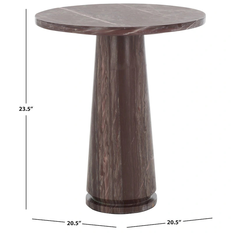 Tall Round Grey Marble Accent Table on Sculptural Pedestal, 21W x 21D x 24H