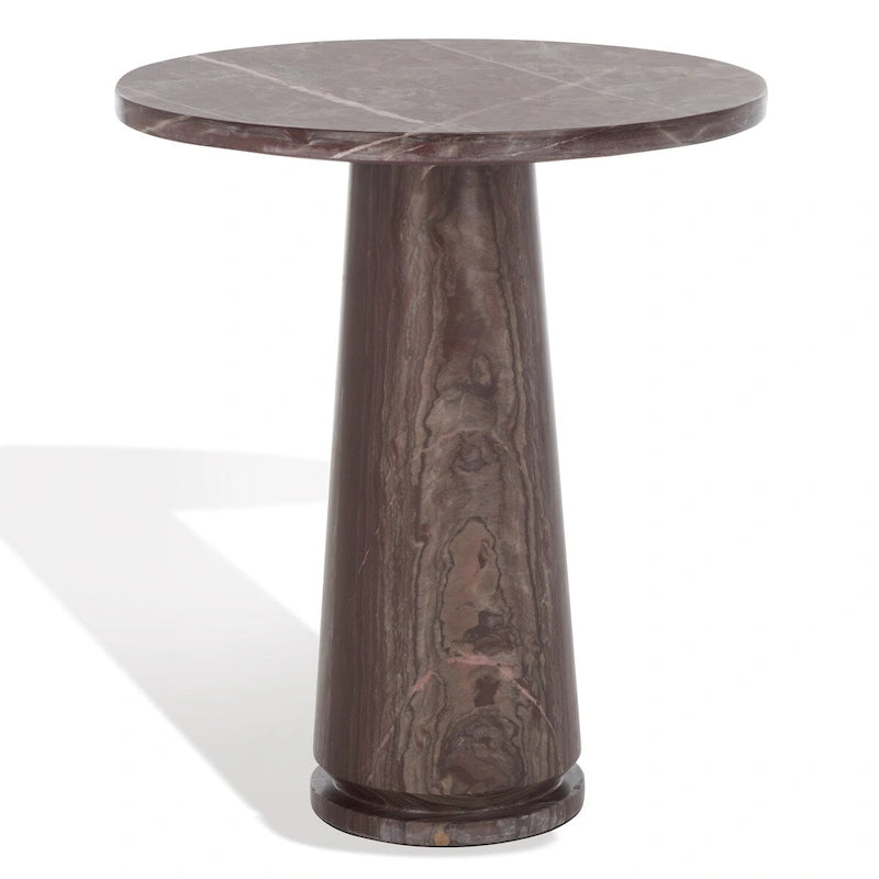 Tall Round Grey Marble Accent Table on Sculptural Pedestal, 21W x 21D x 24H