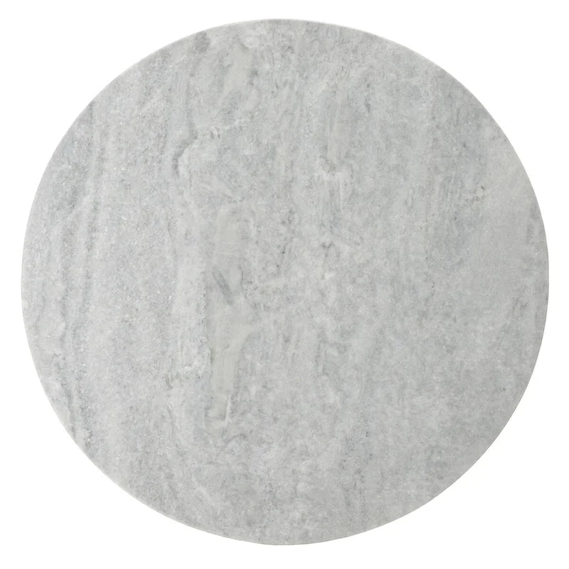 Tall Round Grey Marble Accent Table on Sculptural Pedestal, 21W x 21D x 24H
