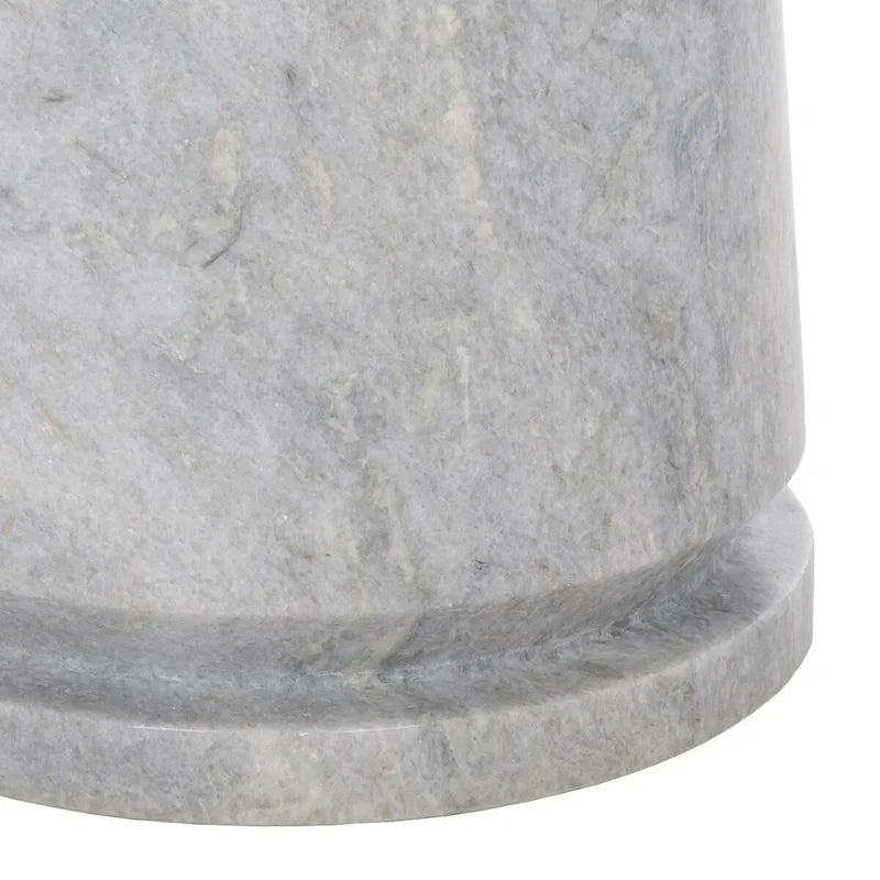 Tall Round Grey Marble Accent Table on Sculptural Pedestal, 21W x 21D x 24H