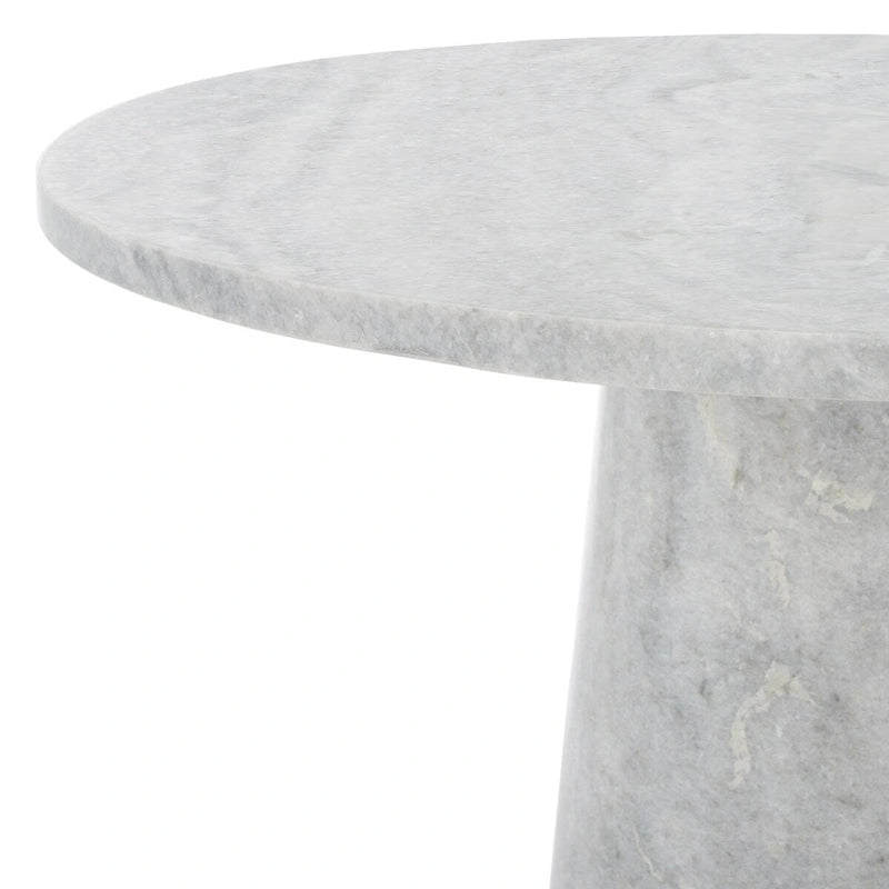 Tall Round Grey Marble Accent Table on Sculptural Pedestal, 21W x 21D x 24H