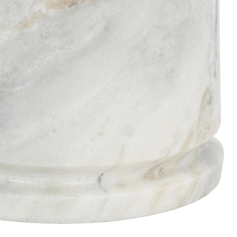 Tall Round Grey Marble Accent Table on Sculptural Pedestal, 21W x 21D x 24H