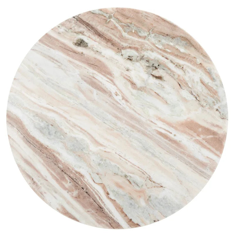 Tall Round Grey Marble Accent Table on Sculptural Pedestal, 21W x 21D x 24H