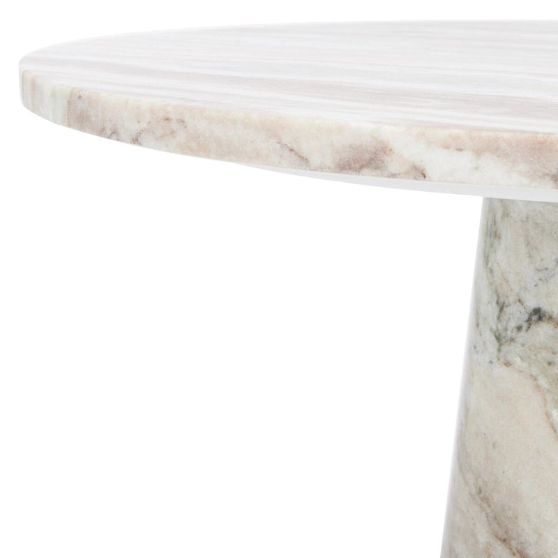 Tall Round Grey Marble Accent Table on Sculptural Pedestal, 21W x 21D x 24H