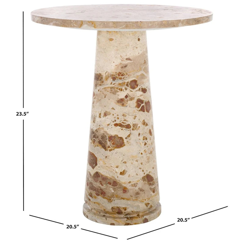 Tall Round Grey Marble Accent Table on Sculptural Pedestal, 21W x 21D x 24H