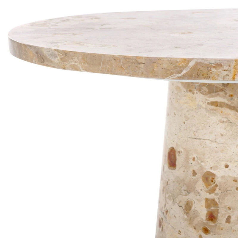 Tall Round Grey Marble Accent Table on Sculptural Pedestal, 21W x 21D x 24H