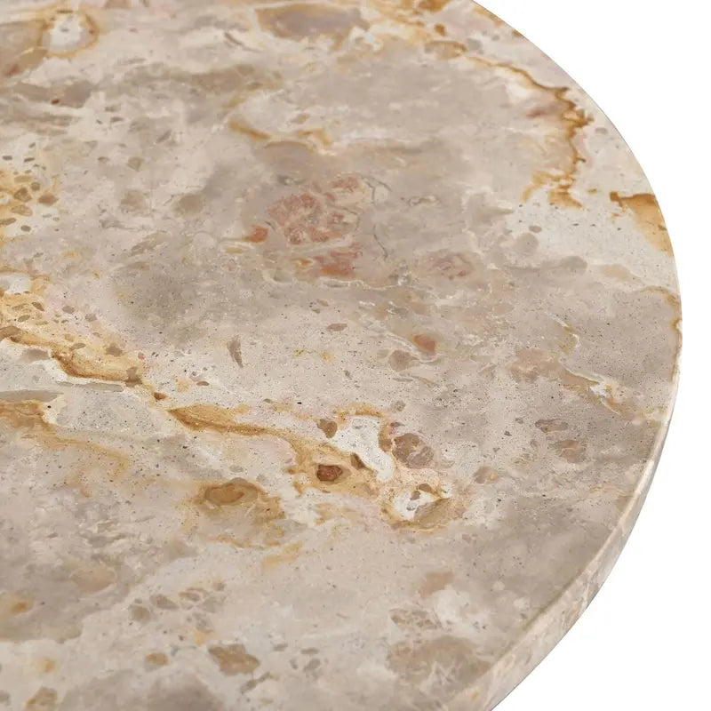 Tall Round Grey Marble Accent Table on Sculptural Pedestal, 21W x 21D x 24H