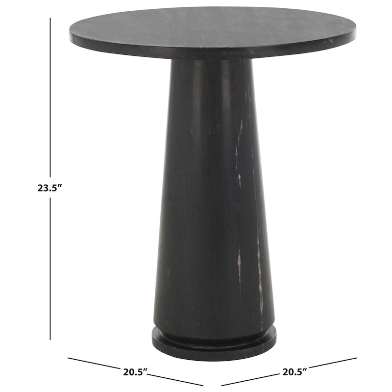 Tall Round Grey Marble Accent Table on Sculptural Pedestal, 21W x 21D x 24H