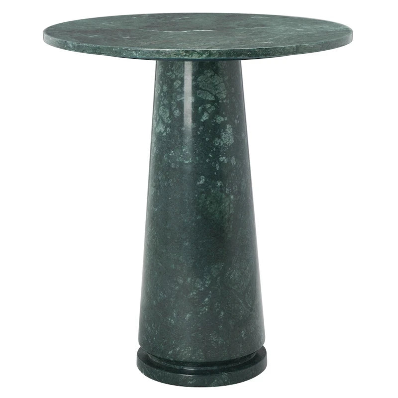 Tall Round Grey Marble Accent Table on Sculptural Pedestal, 21W x 21D x 24H