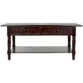 Grey 2-Drawer Coffee Table, Farmhouse Pine Wood, 42W x 22D x 19H Inches