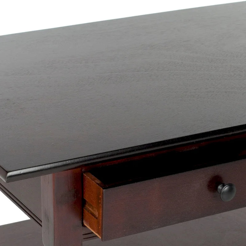 Grey 2-Drawer Coffee Table, Farmhouse Pine Wood, 42W x 22D x 19H Inches