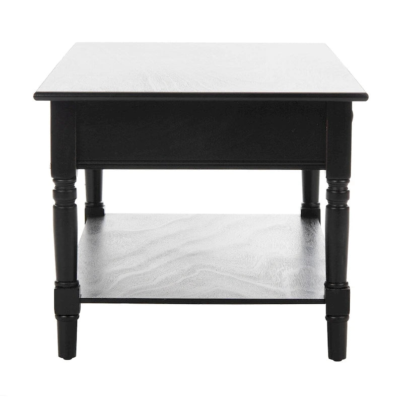 Grey 2-Drawer Coffee Table, Farmhouse Pine Wood, 42W x 22D x 19H Inches