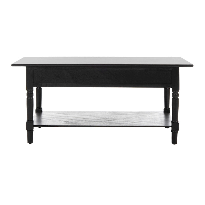 Grey 2-Drawer Coffee Table, Farmhouse Pine Wood, 42W x 22D x 19H Inches