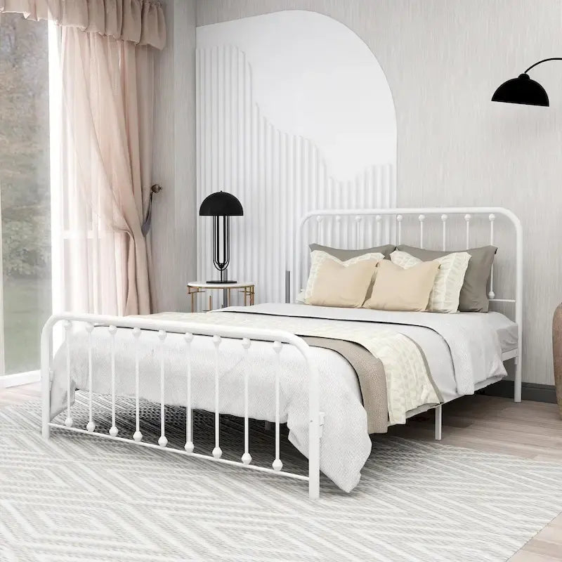 Metal Platform Bed Frame with Slats, No Box Spring Needed, Multi-Size