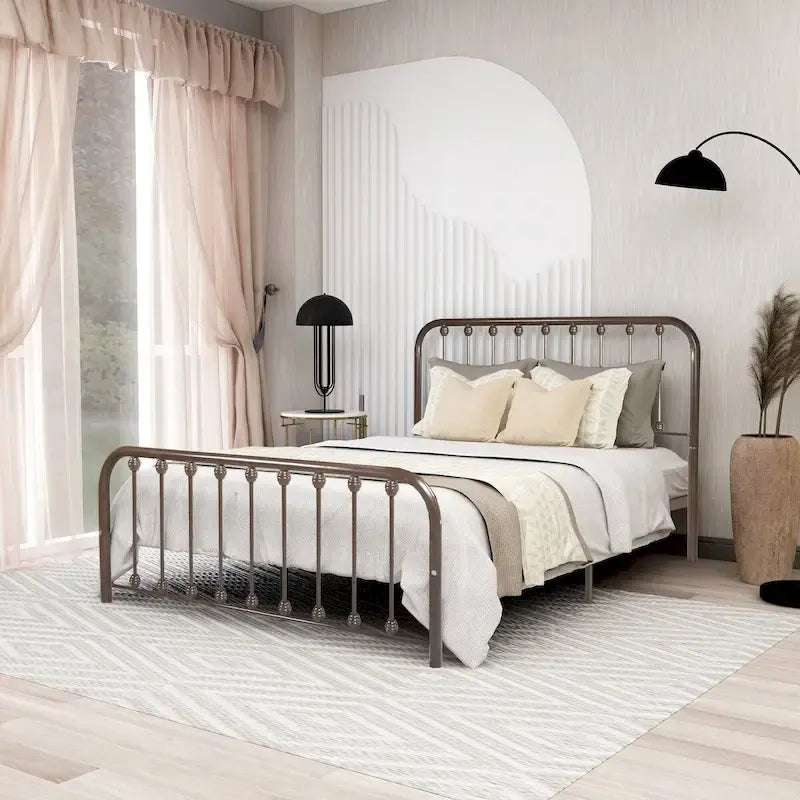 Metal Platform Bed Frame with Slats, No Box Spring Needed, Multi-Size