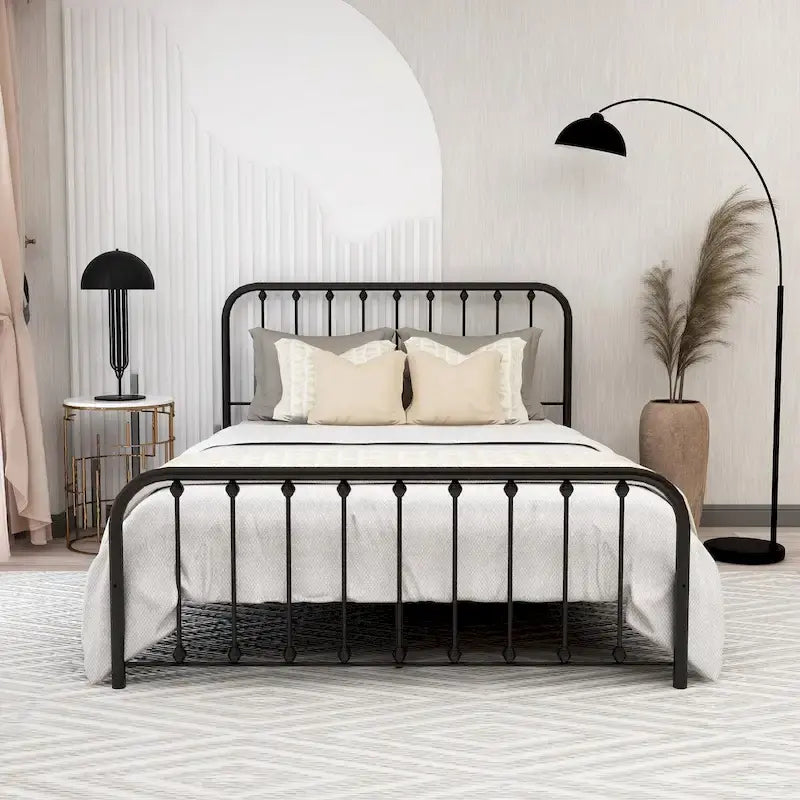 Metal Platform Bed Frame with Slats, No Box Spring Needed, Multi-Size