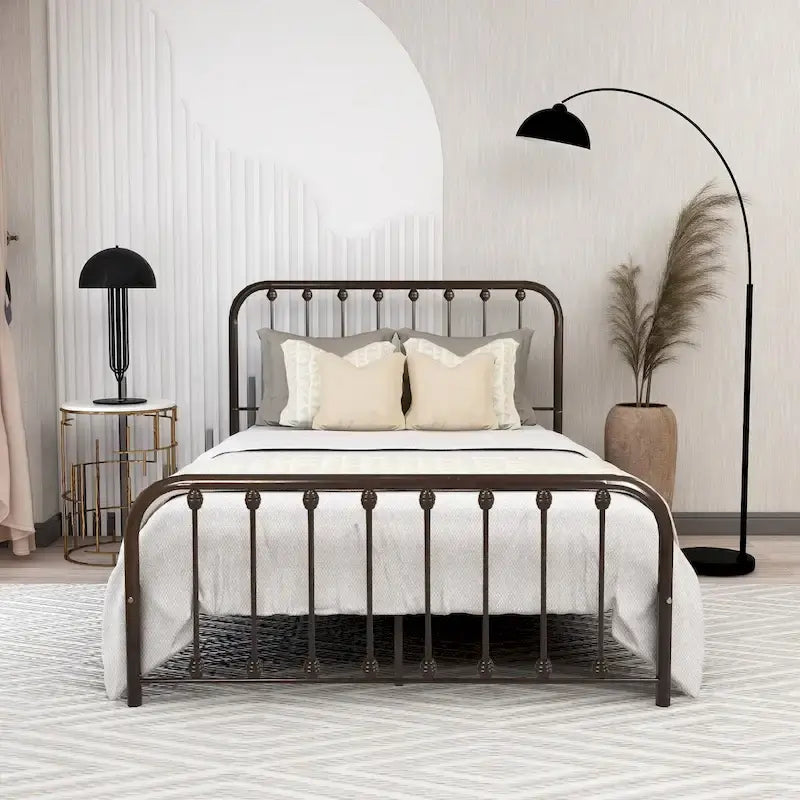 Metal Platform Bed Frame with Slats, No Box Spring Needed, Multi-Size
