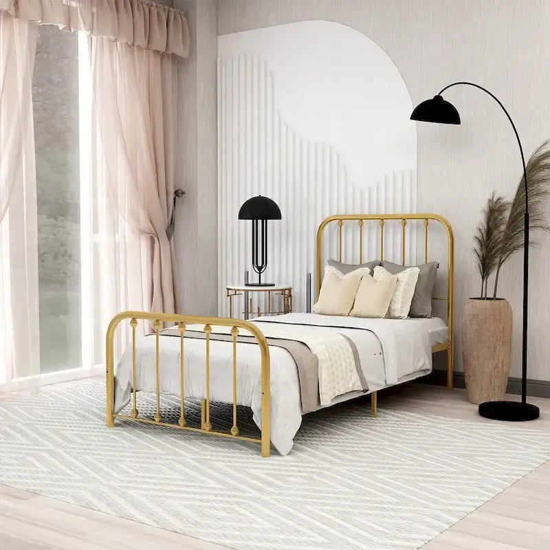 Metal Platform Bed Frame with Slats, No Box Spring Needed, Multi-Size
