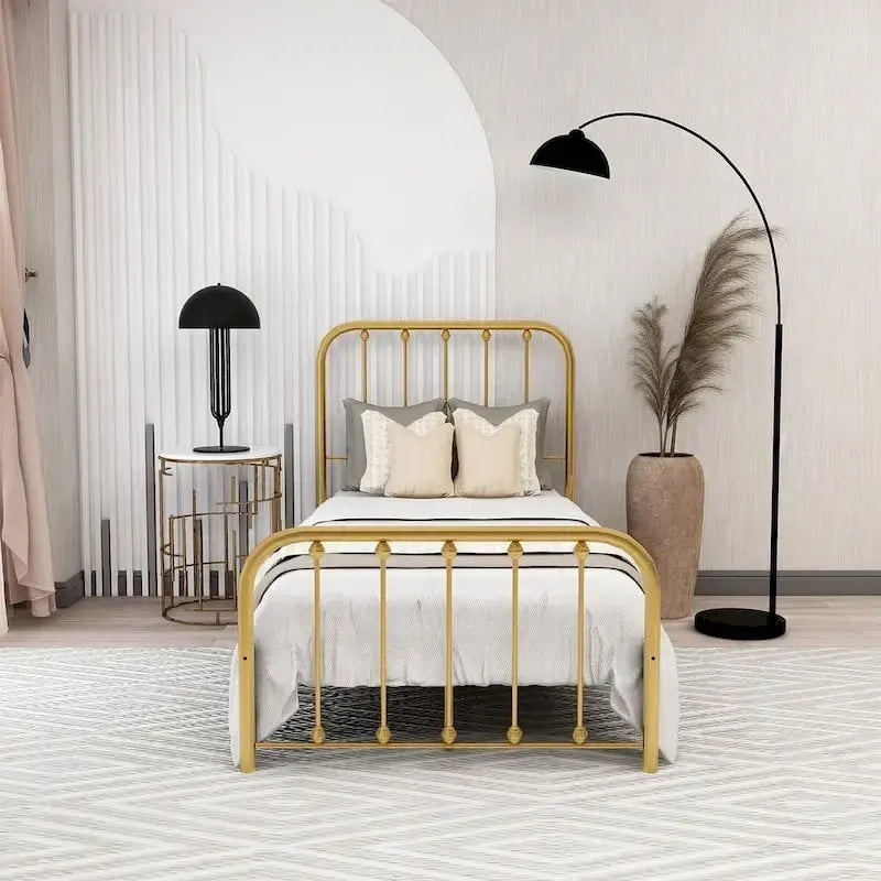 Metal Platform Bed Frame with Slats, No Box Spring Needed, Multi-Size